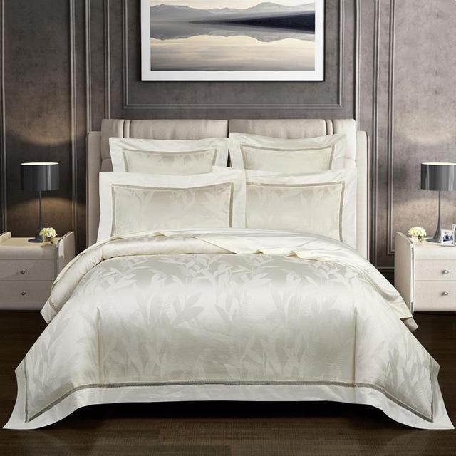 Nadine Duvet Cover Set (Egyptian Cotton, 1000 TC) Bedding Roomie Design Color 2 200X230cm 6Pcs 