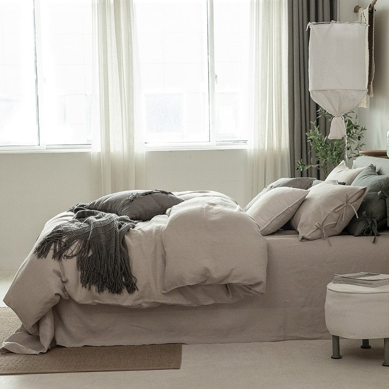 Natural 100% Linen Bedding Set Bedding Roomie Design 