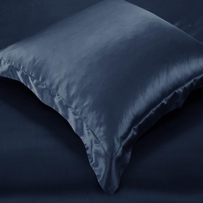Navy Blue 25 Momme Mulberry Silk Bedding Set Bedding Roomie Design 