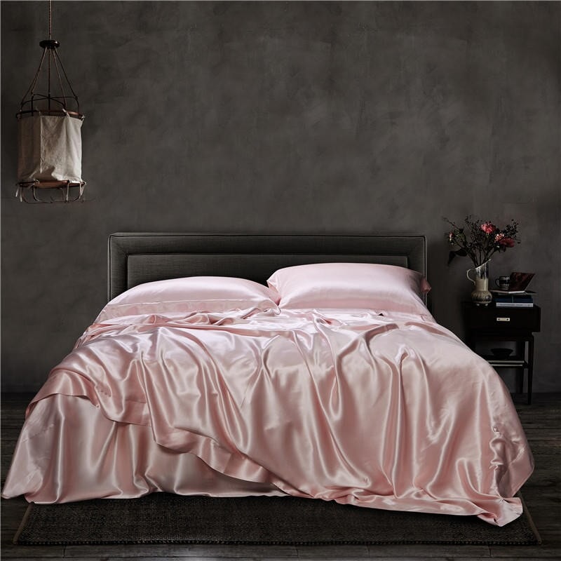 Pale Pink 25 Momme Mulberry Silk Bedding Set Bedding Roomie Design 
