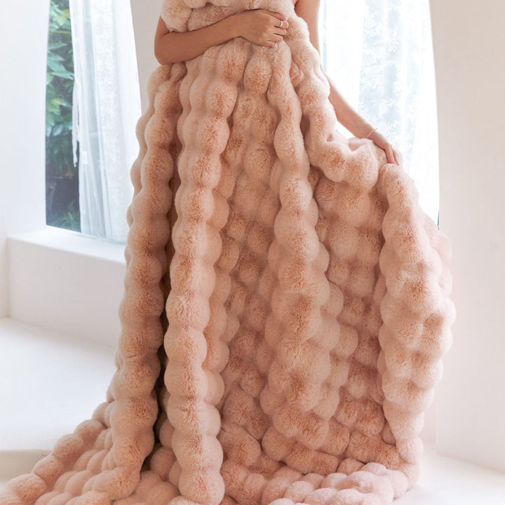 Rabbit Faux-Fur Blanket Blanket & Pillow Cover