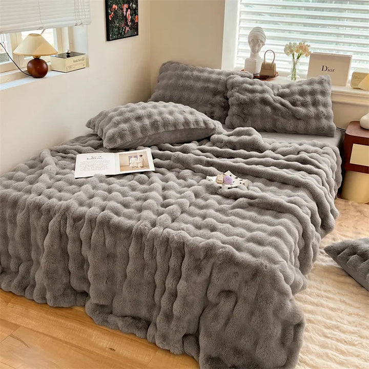 Rabbit Faux-Fur Blanket Blanket & Pillow Cover Bedding Roomie Design 