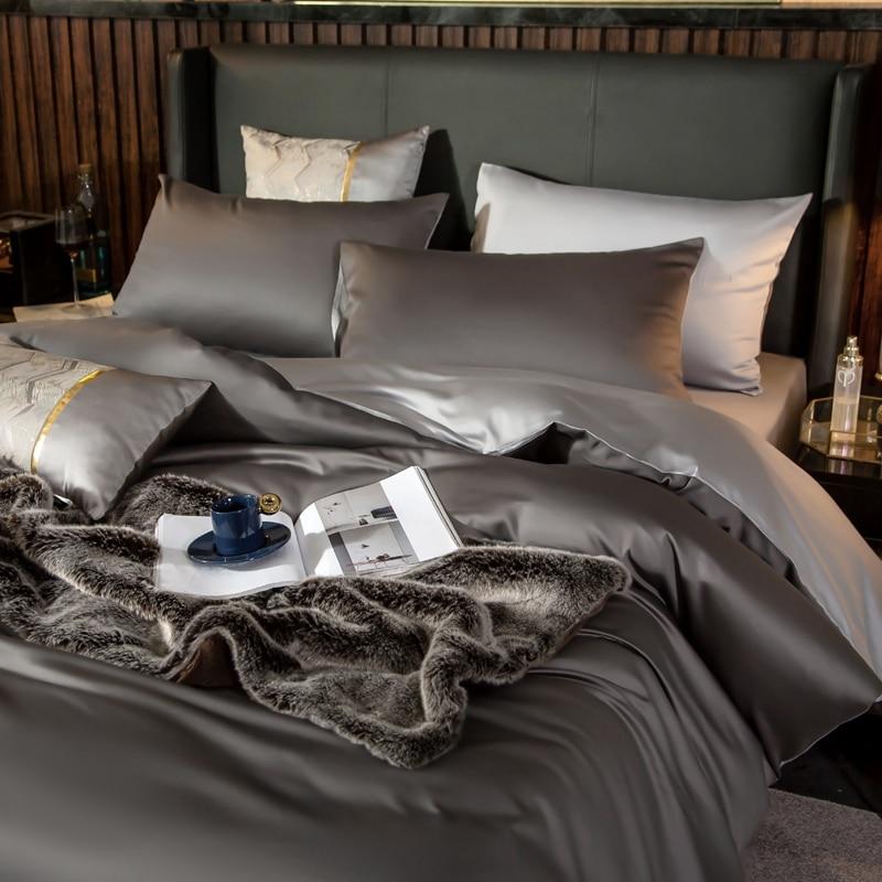 Reversible Grey Duvet Cover Set (Egyptian Cotton, 600 TC) Bedding Roomie Design 