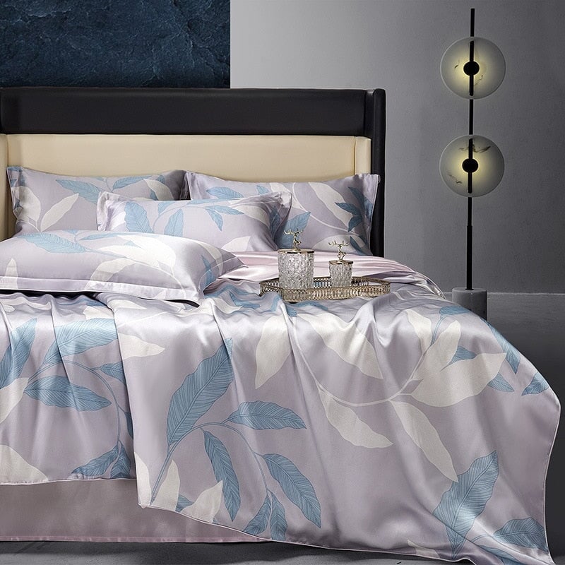 Serenity 100% Mulberry Silk 22mm Duvet Cover Set Bedding Roomie Design Queen Flat Sheet 4 Piece Set