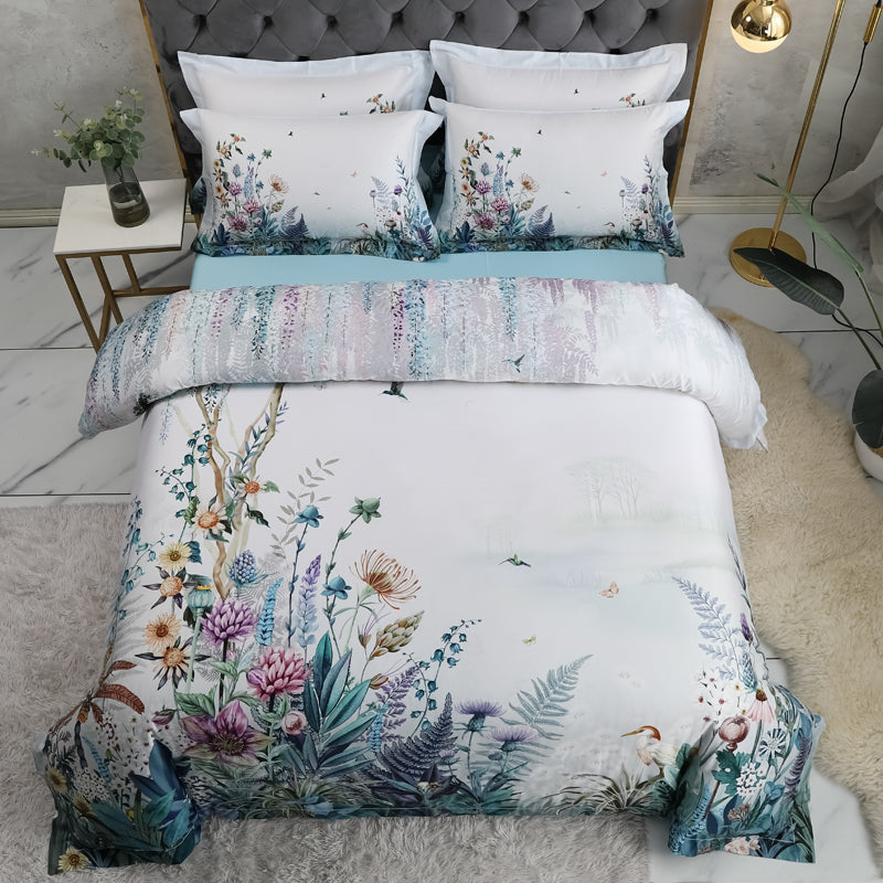 Summer Garden Duvet Cover Set (Egyptian Cotton, 500 TC) Bedding Roomie Design 