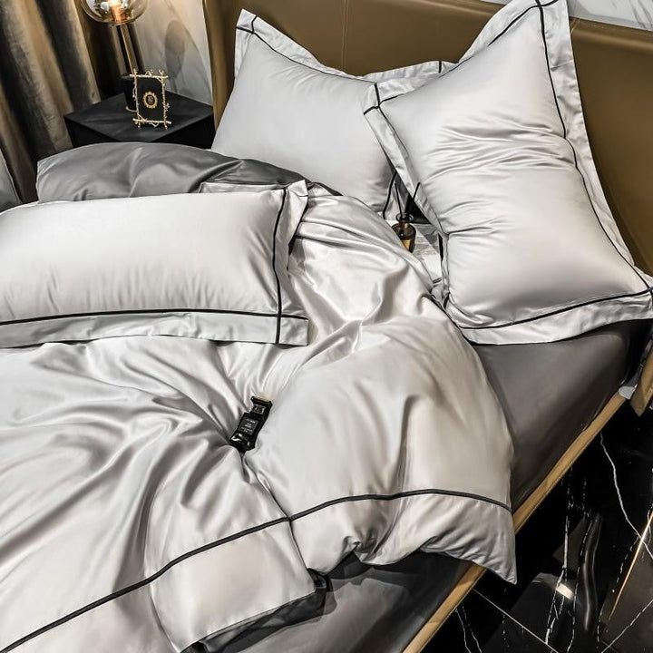 The Simple Embroidered Duvet Cover Set (Silver/Grey)
