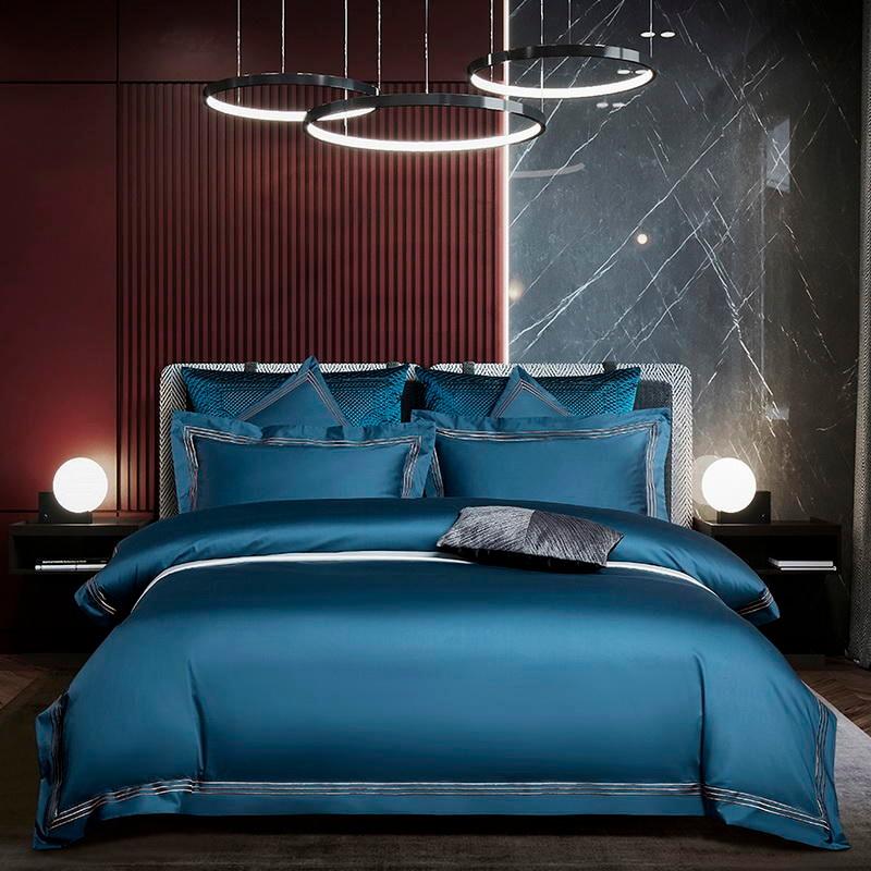 Triplo Bourdon Blue Duvet Cover Set (Egyptian Cotton) Bedding Roomie Design 