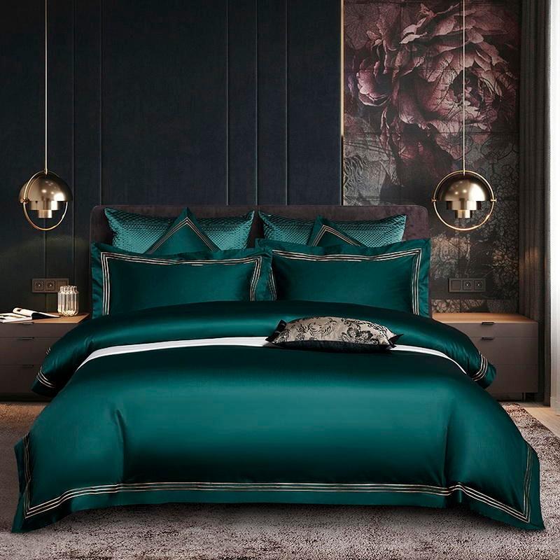 Triplo Bourdon Green Duvet Cover Set (Egyptian Cotton) Bedding Roomie Design 