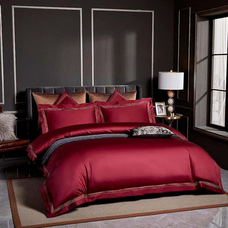 Triplo Bourdon Red Duvet Cover Set (Egyptian Cotton) Bedding Roomie Design 