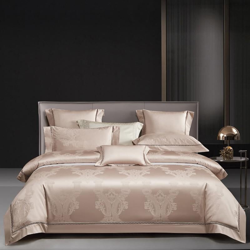 Vivienne 1000 TC Egyptian Cotton Duvet Cover Set Bedding Roomie Design Double Flat Sheet 4 Piece Set