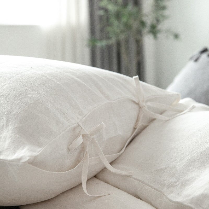 White 100% Linen Bedding Set